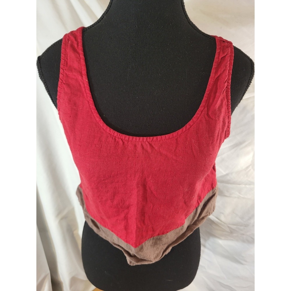Vtge Rialto Linen Red Brown Cropped Sleeveless Top Flaw Small